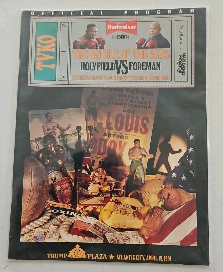 HOLYFIELD FOREMAN VINTAGE official boxing fight program book. 1991 - Image 1 of 4