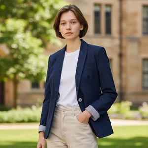 Tommy Hilfiger Marineblazer Damen Größe 8 Knopfleiste Revers Blazer Jacke - Bild 1 von 15