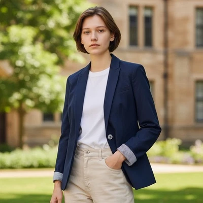 Blazer Tommy Hilfiger Azul Marino Mujer Talla 8 Botón Solapa Frontal Blazer Chaqueta Foto 1 de 4