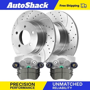 Rear Drilled Slotted Brake Rotors Ceramic Pads Calipers for Ford Explorer - Picture 1 of 7