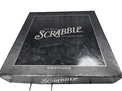 Scrabble Onyx Edition Turntable Black & Silver Wood Tiles 100% Complete - Image 1 of 4