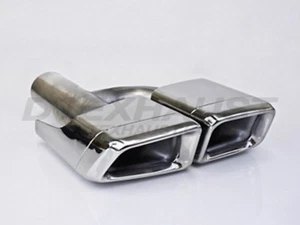 PAIR DT-24138 L&R DUAL DOUBLE WALL SQUARE EXHAUST TIP 2.25" INLET 13" LENGTH - Picture 1 of 4