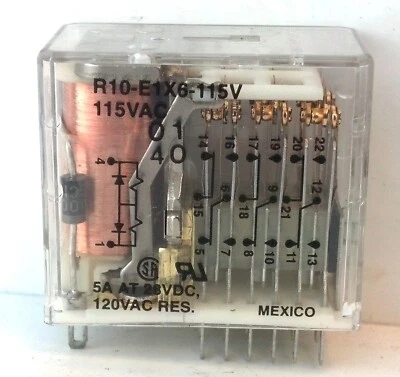 Potter & Brumfield R10-E1X6-115V 115VAC Coil 120VAC Contact 5A 6PDT Power Relay - Image 1 of 4