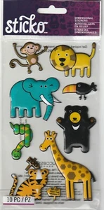 Sticko puffy stickers ZOO ANIMALS theme LIONS TIGERS BEARS!78524 FAST FREE ship! - Picture 1 of 1