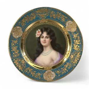 Piatto ritratto dipinto a mano stile Vienna reale XIX secolo - Foto 1 di 7