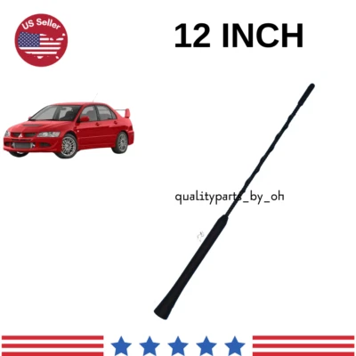 Antena de repuesto negra 12" mástil corto AM/FM para MITSUBISHI EVOLUTION 2002-17 Foto 1 de 3
