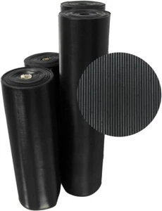 Rubber-Cal 03_167_W_FR_04 Fine Rib Corrugated Rubber Floor Mats, 1/8" Thick x 3' - Picture 1 of 11