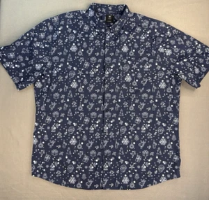 Camisa Visive Para Hombre 3XL Azul Manga Corta Navidad Festivo Abotonada Papá Noel - Imagen 1 de 9