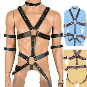 Punk Herren PU Leder-Harness restraint Brustgurt Körper Geschirr Verstellbar - Bild 1 von 9