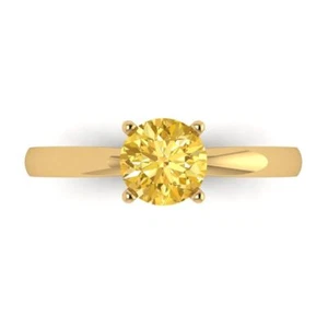 1 cttw Solitaire Natural Citrine Engagement Ring - 14K Solid Gold (Yellow Gold) - Picture 1 of 11