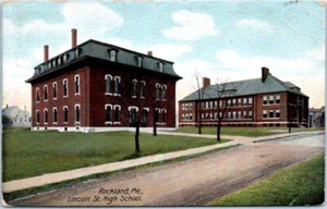 Lincoln Street High School Rockland, Maine ME c1911 - Postal - Imagen 1 de 2