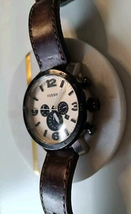 Fossil Chronograph men's brown leather quartz,battery & Analog watch.Jr-1390 - Bild 1 von 6