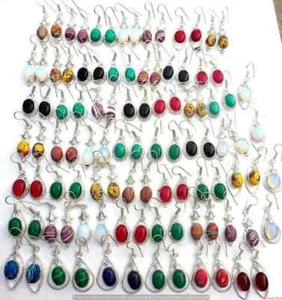Pendientes mixtos de piedras preciosas ~ Pendiente hecho a mano ~ Pendientes enchapados en plata de ley 925 ~ - Imagen 1 de 3