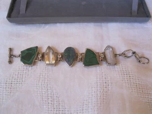 STARBORN Sterling Armband Malachit Quarz und Druzy mit Knebelverschluss - Bild 1 von 5