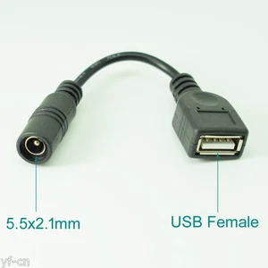 4pcs 12cm DC Power 2.1x5.5mm Female Jack To USB 2.0 Female Jack Adapter Cable - Picture 1 of 2