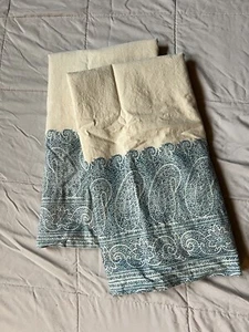 Ralph Lauren Mirabeau Pillowcases Set of 2 King, Cream Paisley Cotton - Picture 1 of 5