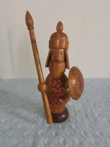 Vintage USSR Russian Carved Wood Viking Statue Figure 10 Inches Tall, Decorative - Picture 1 of 9