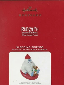 Hallmark Keepsake 2021 Sledding Friends Rudolph The Red Nosed-Reindeer Ornament - Picture 1 of 2