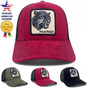 Mesh Trucker Mütze schwarz Panther Patch Wildleder Baseball Cap Snapback verstellbare Größe - Bild 1 von 22
