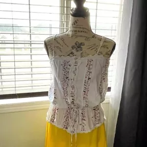 Razzle Dazzle Floral sleeveless spaghetti straps blouse women's size M - Picture 1 of 12