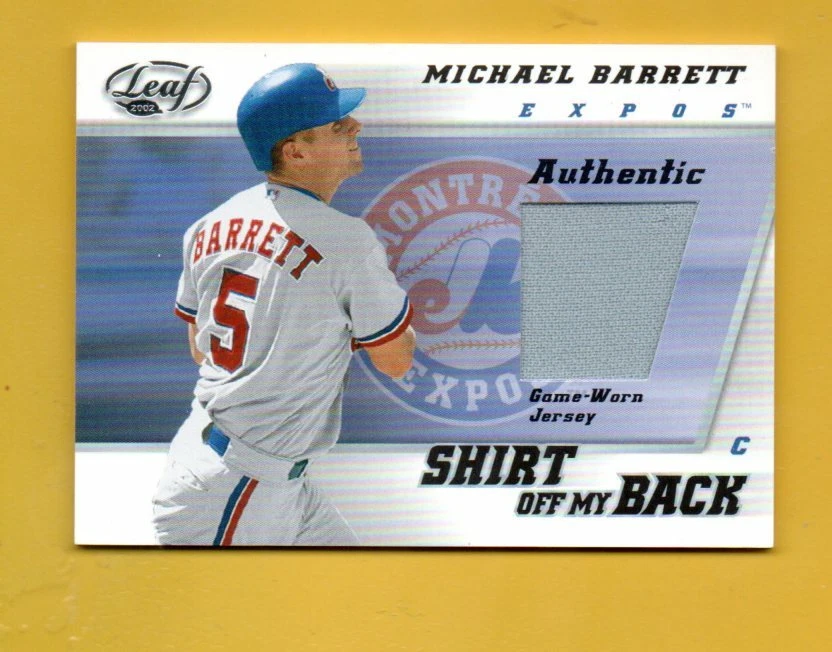 D24715  2002 Leaf Shirt Off My Back #MB Michael Barrett EXPOS - Image 1 of 1