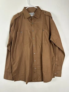 Haband Men's Large Long Sleeve Shirt Brown Cotton Pocket Button Up - Picture 1 of 7