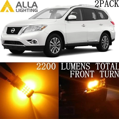 Alla Lighting Front Turn Signal Blinker Light 3457 Amber LED Bulb for Nissan 2PC - Image 1 of 4