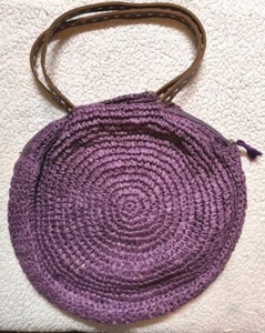 ANTHROPOLOGIE Lucky Penny Purple Rafia Woven Straw Shoulder Bag Leather Straps - Bild 1 von 8