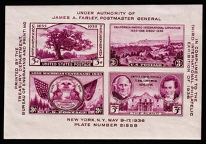 United States Scott 778 Souvenir Sheet (1936) Mint H F-VF, A - Picture 1 of 1