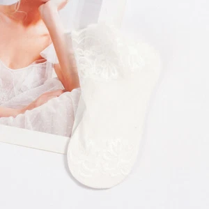 Women Transparent Thin Flower Lace Mesh Socks Nylon Elastic Short Ankle Socks│ - Picture 1 of 26