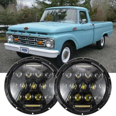 Par de faros LED de 7" para Ford F-100 F-250 F-350 1953-1977 Mustang 1964-1973 Foto 1 de 4