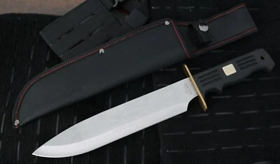 TATTVA TACTICAL 15” Classic Bowie Modern Large Brass Hilt Rubber Handle Heavy Duty Sheath Sharp