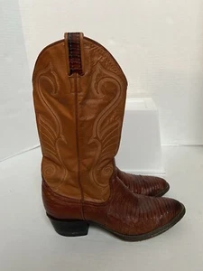 Larry Mahan Cowboystiefel braun Western Eidechse exotisch Größe 8B Damen Leder - Bild 1 von 13