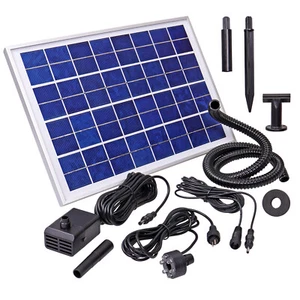 Solar Springbrunnenpumpe Set NASP4-S für Kugelbrunnen Sprudelstein Akku LED 500l - Bild 1 von 10