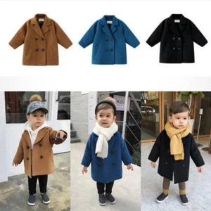 Kids Trench Coat Autumn Double-breasted Baby Boy Grid Jackets Outerwear Lapel - Picture 1 of 17
