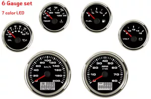 6 Gauge Set With Senders 200kph Speedometer Tacho Fuel Temp Volts Oil Waterproof - Foto 1 di 12