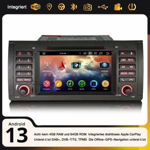 8-Kern Android 13 CarPlay 64GB DAB+ Autoradio DSP Navi WiFi CD Canbus BMW X5 E53 - Bild 1 von 24