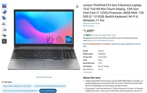 Lenovo ThinkPad E15 Gen 4 TURBO 4.4GHz 24GB RAM 512GB FHD IPS Pantalla 12ªGen - Imagen 1 de 8