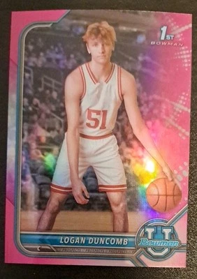 2021-22 Bowman University Basketball Logan Duncomb 1st Chrome Pink Refractor #16 - Image 1 of 2