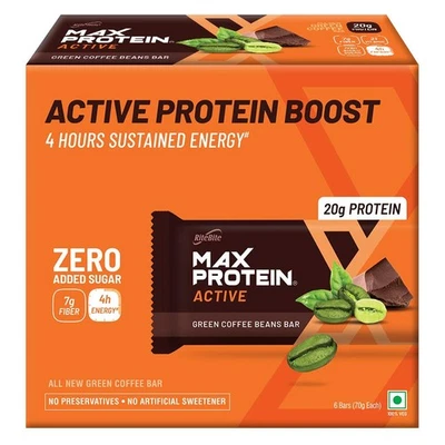 RiteBite Max Protein Bars Green Coffee � 20g Protein, 70g, Pack of 6 - Изображение 1 из 4