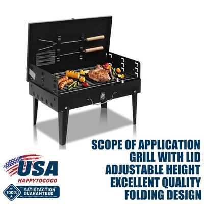 便携式烧烤折叠迷你烧烤炭烤架野营野餐海滩派对 — 第 1/4 张图片