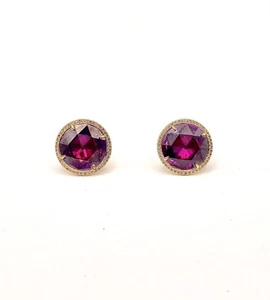 Kate Spade She Has Spark Fuchsia Stud Earrings Gold Tone Round Faceted Cabochon - Picture 1 of 4