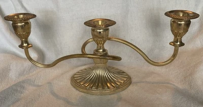 Vintage Gold Tone Silver Plated Three Sconce Candelabra By Falstaff c.1960’s - Image 1 of 4