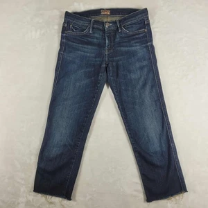 MOTHER The Rascal Cuff Jeans Women's Size 27x23 Blue Denim Dark Wash Comfort - Picture 1 of 11