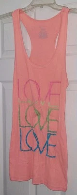 No Boundaries Coral Colored Love, Love, Love Tank Large 11-13 - Image 1 of 4