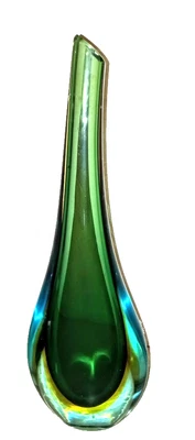 VTG MURANO SOMMERSO ART GLASS VASE - GREEN/ BLUE - Image 1 of 4