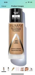 Almay Skin Perfecting Comfort Matte Foundation Liquid - 220 Warm Cashew - Picture 1 of 6