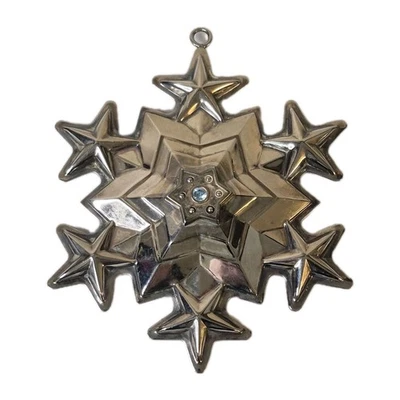 Gorham 2000 Estrella de los Deseos Plateado Adorno de Navidad Cristal Azul Centro Foto 1 de 4