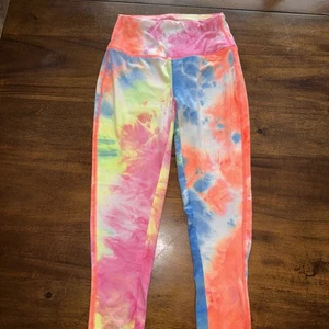 Leggings Zenana Cintura Ancha Multicolor Neón Tie Dye Largo Completo Talla Pequeña - Imagen 1 de 7