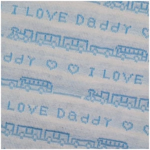 Vtg "I Love Daddy" Knit Fabric in White w Blue Writing & Train Graphic 62" x 19" - Picture 1 of 7